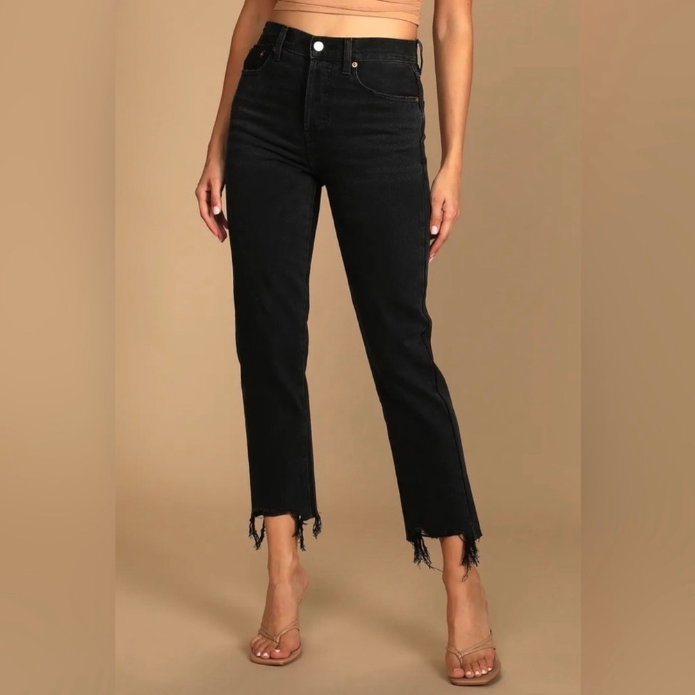 Pistola Skinny Ankle Jeans Black Stretch Distressed Raw Chewed Hem✨